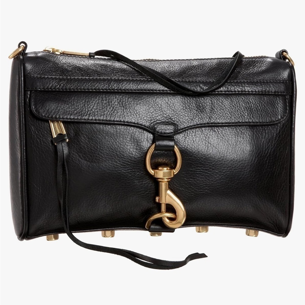 Rebecca Minkoff MAB Mini Mac Clutch Crossbody Black Leather Turn Lock Bag